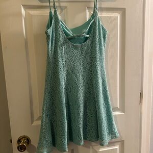 Cute eyelet short dress. Garage brand- teal color. Fits well, A-line